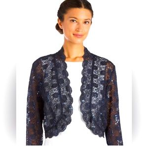 R&M Richards Lace Bolero With Scalloped Edges woman’s size S‎ NWT